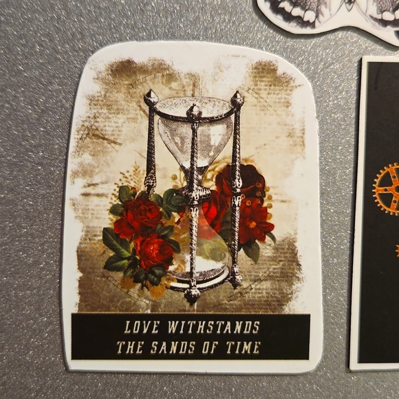 Steampunk Love Withstands the Sands of Time Rose Magnet Custom Handmade Set of 3 - Picture 4 of 6